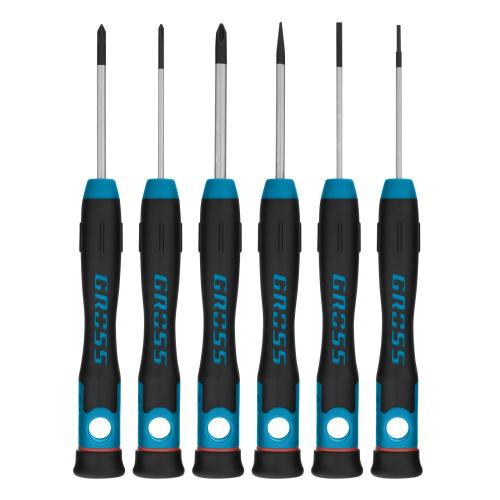 Набор отверток для точной механики, CrMo, двухкомпонентные рукоятки, 6 шт, пластиковый бокс Gross по ценам производителя в Москве с доставкой по всей России