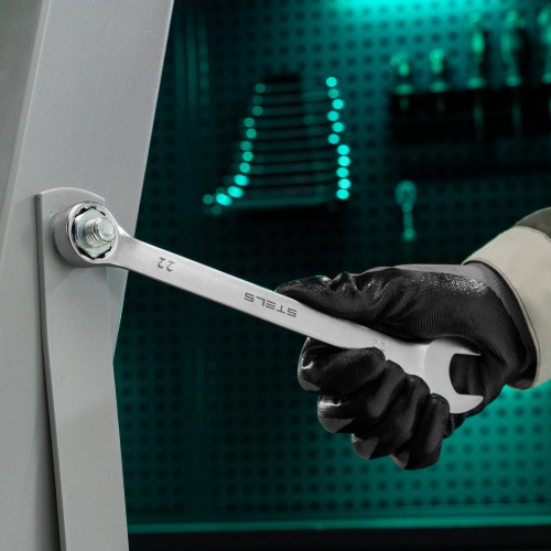 Ключ комбинированный, 22 мм, CrV, матовый хром Stels по ценам производителя в Москве с доставкой по всей России