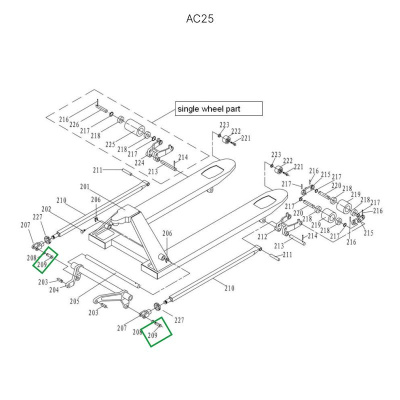 Ось крепления углового рычага к подвильной тяге для гидравлических тележек AC25 по ценам производителя в Москве с доставкой по всей России