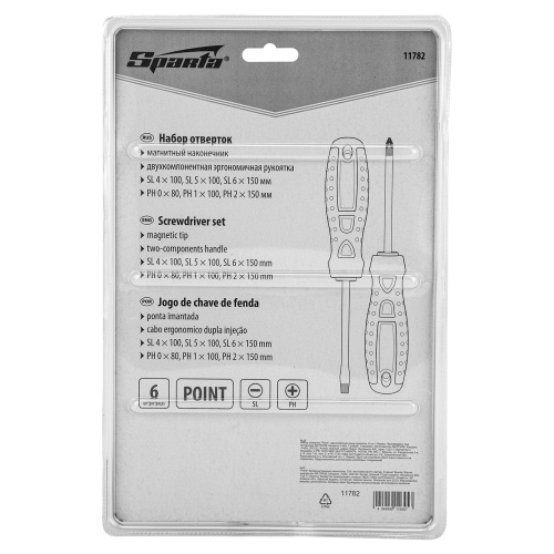 Набор отверток "Point", CrV, двухкомпонентные рукоятки, 6 шт, Sparta по ценам производителя в Москве с доставкой по всей России