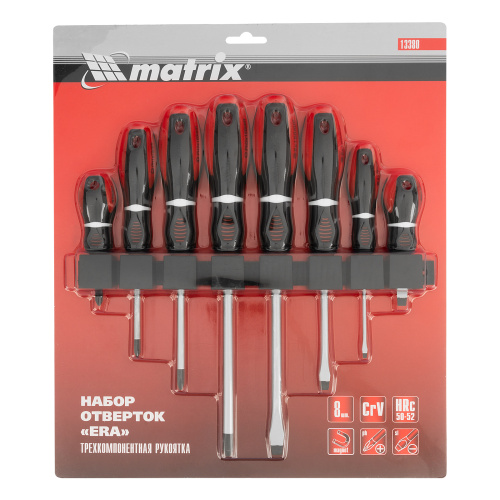 Набор отверток "Era", 8 шт, CrV, трехкомпонентная рукоятка Matrix по ценам производителя в Москве с доставкой по всей России