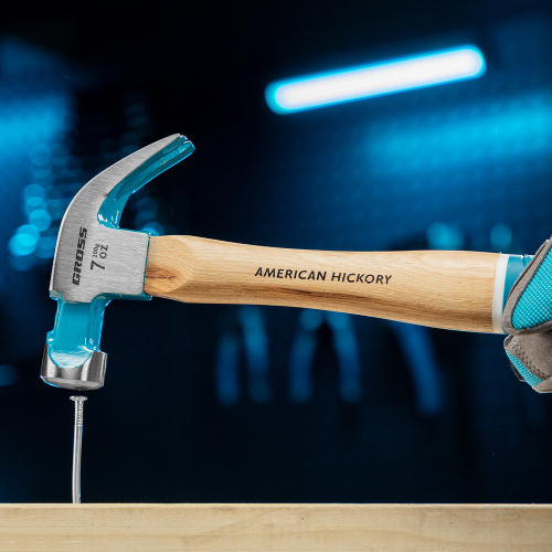 Молоток-гвоздодер, 200 г, угол 45, магнит, обрезиненная рукоятка American hickory GROSS по ценам производителя в Москве с доставкой по всей России