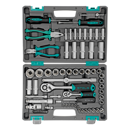 Набор инструментов, 1/2", 1/4", CrV, пластиковый кейс 69 предметов Stels по ценам производителя в Москве с доставкой по всей России