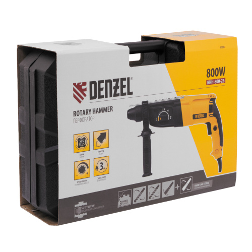 Перфоратор электрический RHH-800-26, SDS-plus, 800 Вт, 3 Дж, 3 плюс 1 реж. Denzel по ценам производителя в Москве с доставкой по всей России