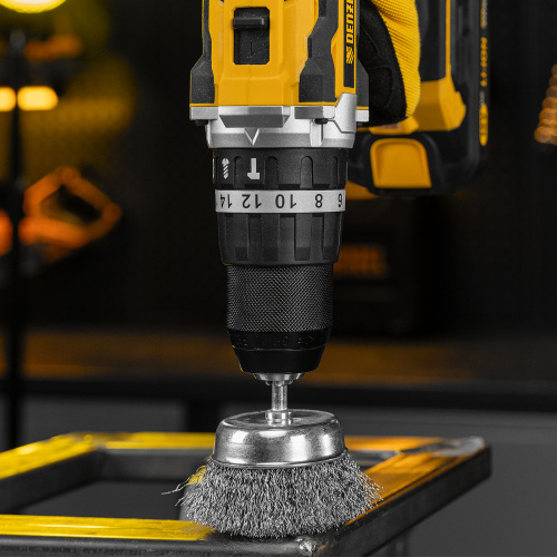 Набор щеток для дрели, 1 Плоская 50мм, 2 Чашки 25-50мм, шпилька, нерж. вит. проволока Denzel по ценам производителя в Москве с доставкой по всей России