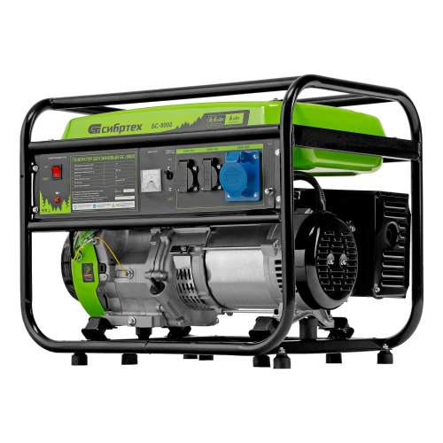 Генератор бензиновый БС-8000, 6,6 кВт, 230В, четырехтактный, 25 л, ручной стартер Сибртех по ценам производителя в Москве с доставкой по всей России