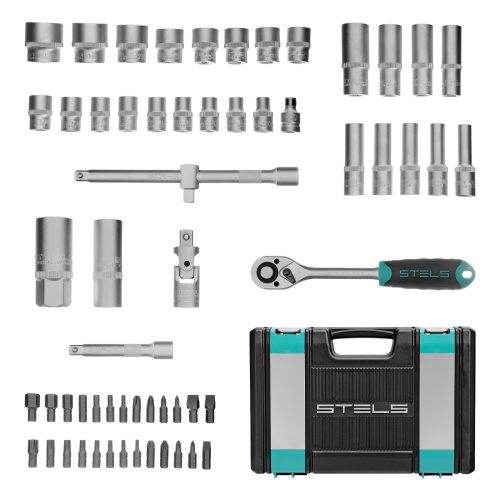 Набор инструментов, 1/2", CrV, пластиковый кейс 60 предметов Stels по ценам производителя в Москве с доставкой по всей России