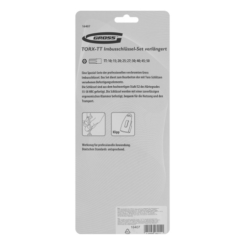 Набор ключей имбусовых Torx -TT, 9 шт: T10-T50, удлиненные, S2, сатинированные Gross по ценам производителя в Москве с доставкой по всей России