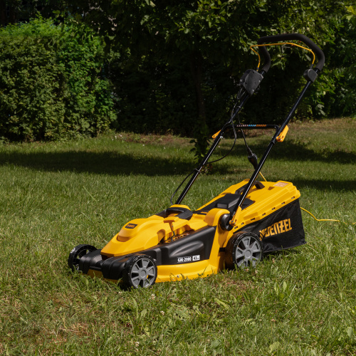 Газонокосилка электрическая GM-2000, 2000 Вт, ширина 43 см, 6 уровней, травосборник 45 л. Denzel по ценам производителя в Москве с доставкой по всей России