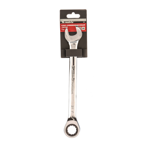 Ключ комбинированный трещоточный, 21 мм, CrV, зеркальный хром Matrix по ценам производителя в Москве с доставкой по всей России