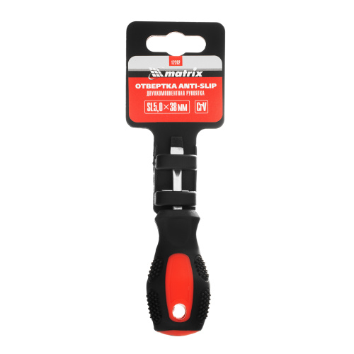 Отвертка Anti-Slip, SL5 х 38 мм, CrV, двухкомпонентная рукоятка Matrix по ценам производителя в Москве с доставкой по всей России