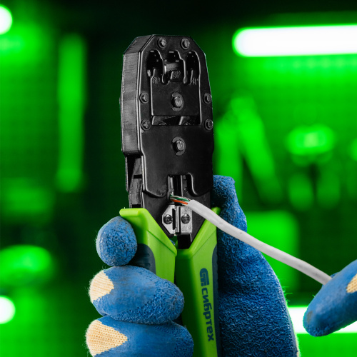 Клещи для обжима телефонных и компьютерных клемм 4P, 6P, 8P, функция обрезания проводов Сибртех по ценам производителя в Москве с доставкой по всей России