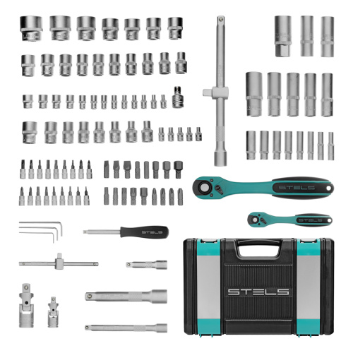 Набор инструментов 1/2", 1/4", CrV, 12 гранные головки, пластиковый кейс, 109 предмета Stels по ценам производителя в Москве с доставкой по всей России