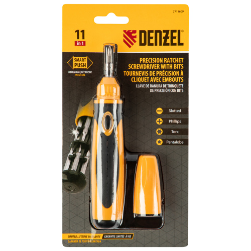 Отвертка реверсивная, механизм SmartPush mini 11 шт, CrMo Denzel по ценам производителя в Москве с доставкой по всей России