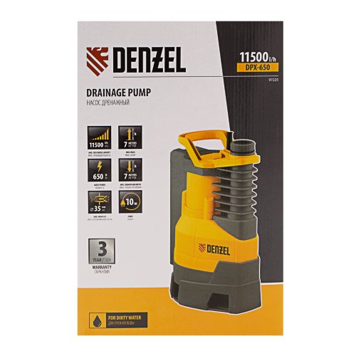 Дренажный насос DPХ650, Х-Pro, 650 Вт, подъем 7 м, 11500 л/ч Denzel по ценам производителя в Москве с доставкой по всей России