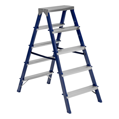 Стремянка двусторонняя 5 ступеней, стальная, Сибртех по ценам производителя в Москве с доставкой по всей России