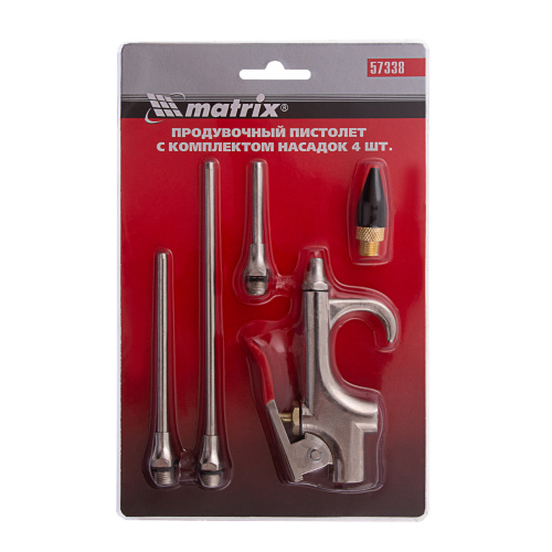 Набор продувочный пистолет, пневмат. в комплекте с насадками, 4 шт Matrix по ценам производителя в Москве с доставкой по всей России
