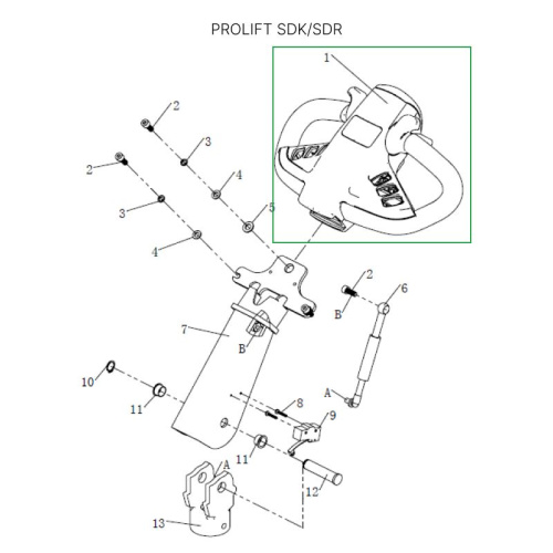 Верхняя часть ручки в сборе для штабелеров SDR 1533/1536/1545S/1645/1656/2036/2045, SDK по ценам производителя в Москве с доставкой по всей России