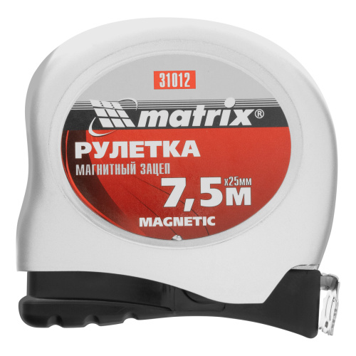 Рулетка Magnetic,7,5 м х 25 мм,магнитный зацеп Matrix по ценам производителя в Москве с доставкой по всей России