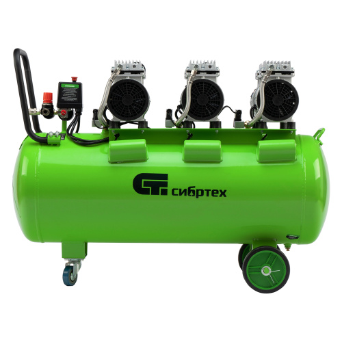 Компрессор безмаслянный малошумный МБ 2250/100, 2250 Вт, 100л, 400 л/мин Сибртех по ценам производителя в Москве с доставкой по всей России
