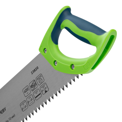 Ножовка по дереву "Зубец", 400 мм, шаг зуба 10 мм, каленый зуб 2D, двухкомпонентная рукоятка Сибртех по ценам производителя в Москве с доставкой по всей России