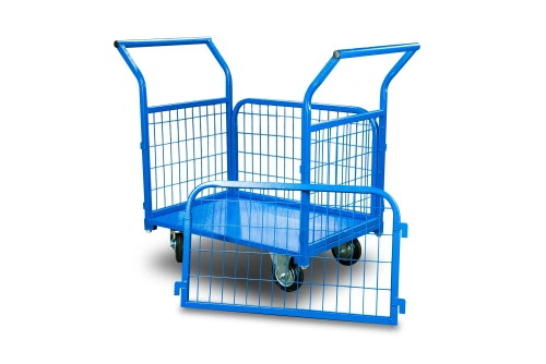 Тележка платформенная TOR ТП-6С (800х1200) с бортами из сетки и двумя ручками (колеса 160 мм) по ценам производителя в Москве с доставкой по всей России