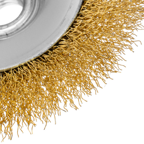 Щетка для УШМ, 125 мм, М14, "тарелка", латунированная витая проволока Matrix по ценам производителя в Москве с доставкой по всей России