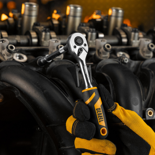 Ключ-трещотка 1/4", 90 зубьев, с быстрым сбросом, CrV Denzel по ценам производителя в Москве с доставкой по всей России