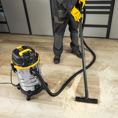 Пылесос строительный RVC30, 1400 Вт, бак 30 л, шланг 3 м, розетка с автосинхр. Denzel купить в Москве с доставкой по всей России | ProtosMarket.ru