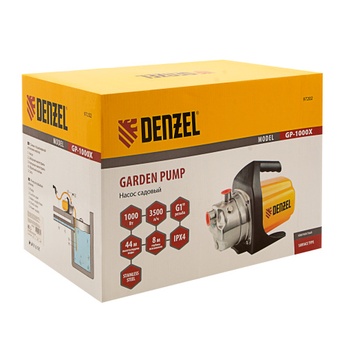 Садовый поверхностный насос GP 1000Х, 1000 Вт, 3500 л/ч, подъем 44 м, нержавейка Denzel по ценам производителя в Москве с доставкой по всей России