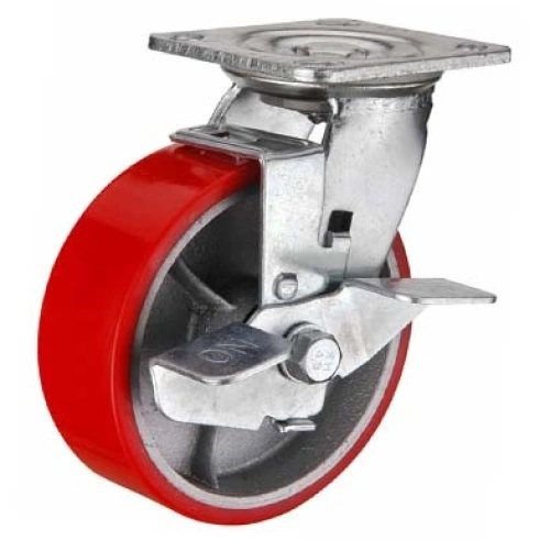 Колесо большегрузное поворотное SCpb 55 125 мм полиуретановое с тормозом (F) по ценам производителя в Москве с доставкой по всей России