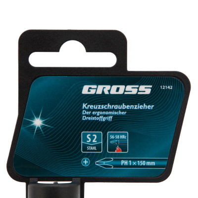 Отвертка PH1 x 150 мм, S2, трехкомпонентная ручка Gross по ценам производителя в Москве с доставкой по всей России