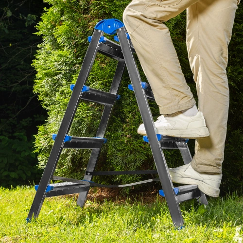 Стремянка двухсторонняя 4 ступени, сталь профиль, стальные ступени, Сибртех по ценам производителя в Москве с доставкой по всей России