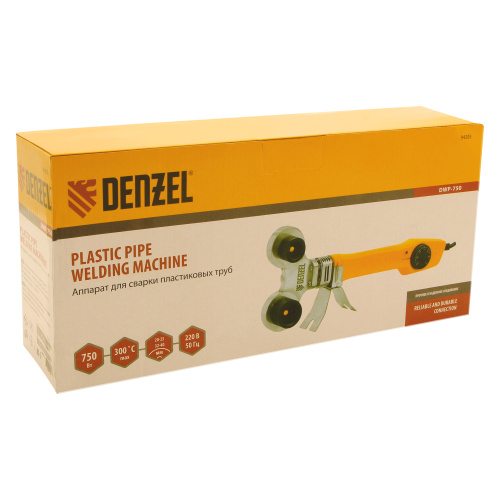 Аппарат для сварки пластиковых труб DWP-750, 750 Вт, 0-300 град, 4 насадки, 20-40 мм Denzel по ценам производителя в Москве с доставкой по всей России